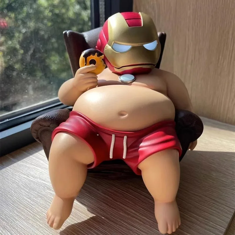 11cm Iron Man Fat Series Sofa Handmade Car Model Desktop Decoration Collectible Cartoon Anime Gk Statue Birthday Gift