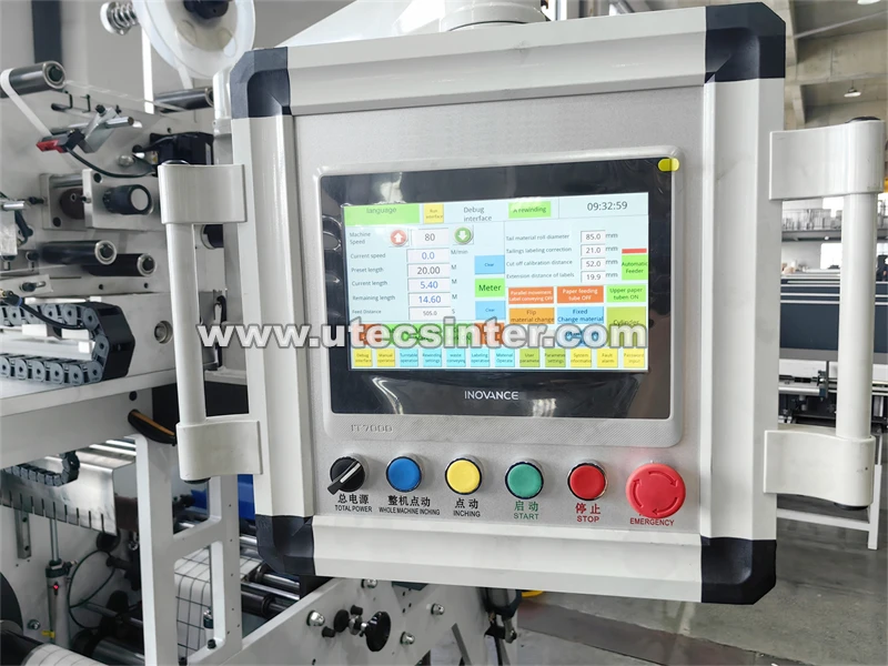 UR320S2 Automatic Glueless 2 Shaft Turret Self Adhesive Blank Label Slitting and Rewinding Machine with Paper Tube Loader