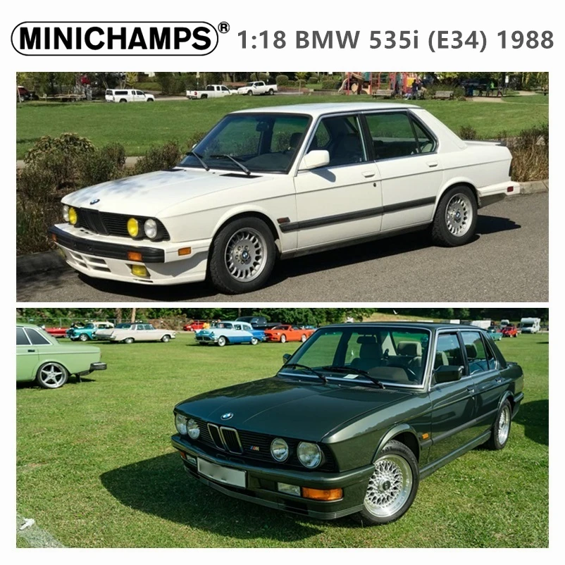 MINICHAMPS 1:18 535i (E34) 1988 Full Open White / green Model Car