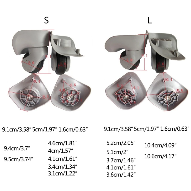 1 paire roues rechange, accessoires réparation pour roues valise chariot à bagages