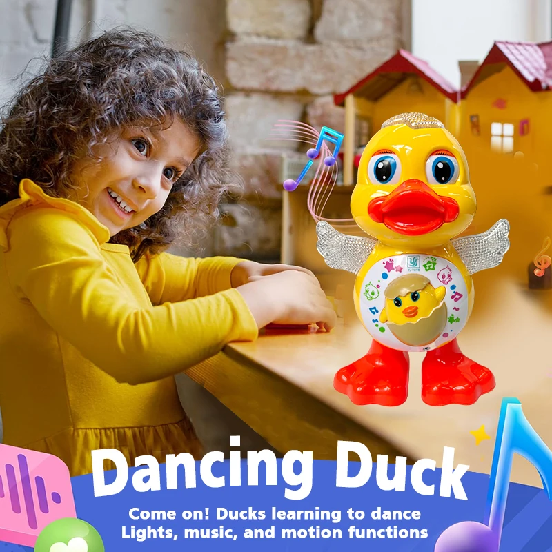لعبة بطة متأرجحة للرقص اللطيف للأطفال، صوت كهربائي وخفيف، هدية للأطفال