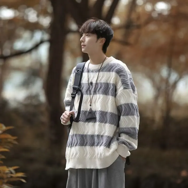 

Мужской свободный круглый трикотаж Ne, повседневная базовая многослойная верхняя одежда, модное зимнее длинное све теплого цвета из полиэстера