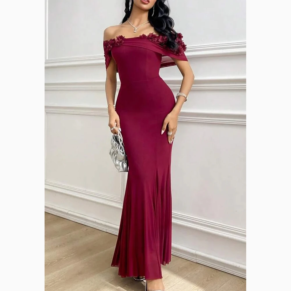 

Роскошное вечернее платье с открытыми плечами и цветочным принтом без рукавов, прямое платье до щиколотки, платье для выпускного вечера, вечерние платья по индивидуальному заказу