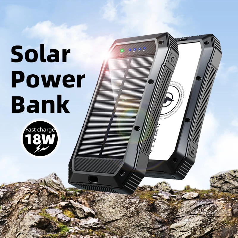 

YX-ES980S Solar Battery Power Bank Big Capacity 20000Mah Waterproof Outdoor Emergency Wireless Power Banks Multiple Interface