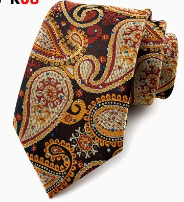 Corbatas RBOCOTT para hombre, corbatas de paisley, corbata de seda a la moda, corbatas amarillas, verdes, negras y azules para hombre, accesorios para bodas, negocios y fiestas
