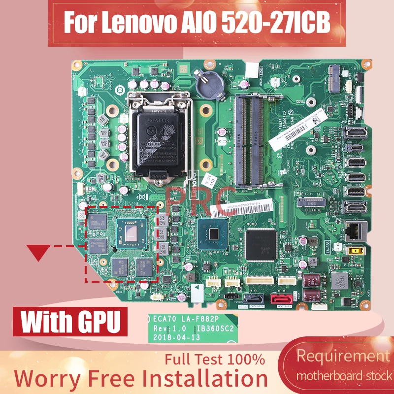 For Lenovo AIO 520-27ICB All-in-one Motherboard LA-F882P 01LM426 11S01LM426ZZZ SR40B 216-0905004 Notebook Mainboard Tested