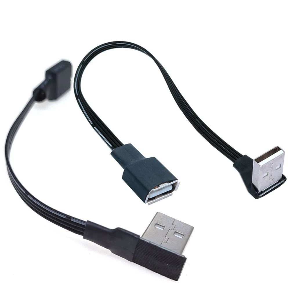 

Single bend USB extension cable elbow right angle USB to USB male to female data cable L-type short 2.0 male to female flat cabl