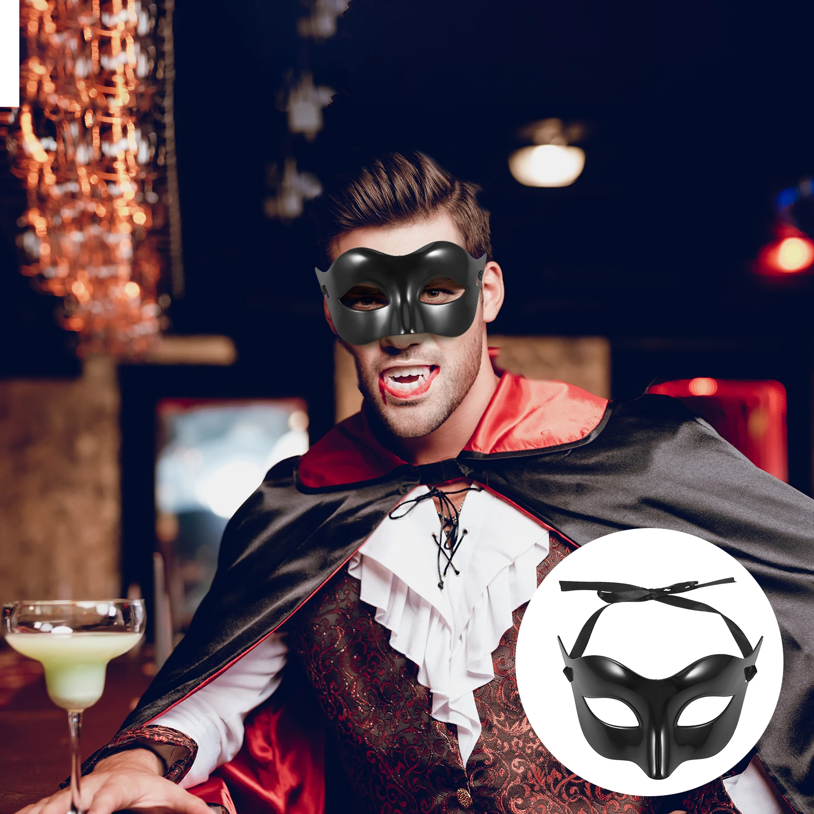 

1pcs Half Face Masquerade For Men Halloween Party Carnival Ball Costume Decorative Mask Black Lightweight Comfortable Elastic