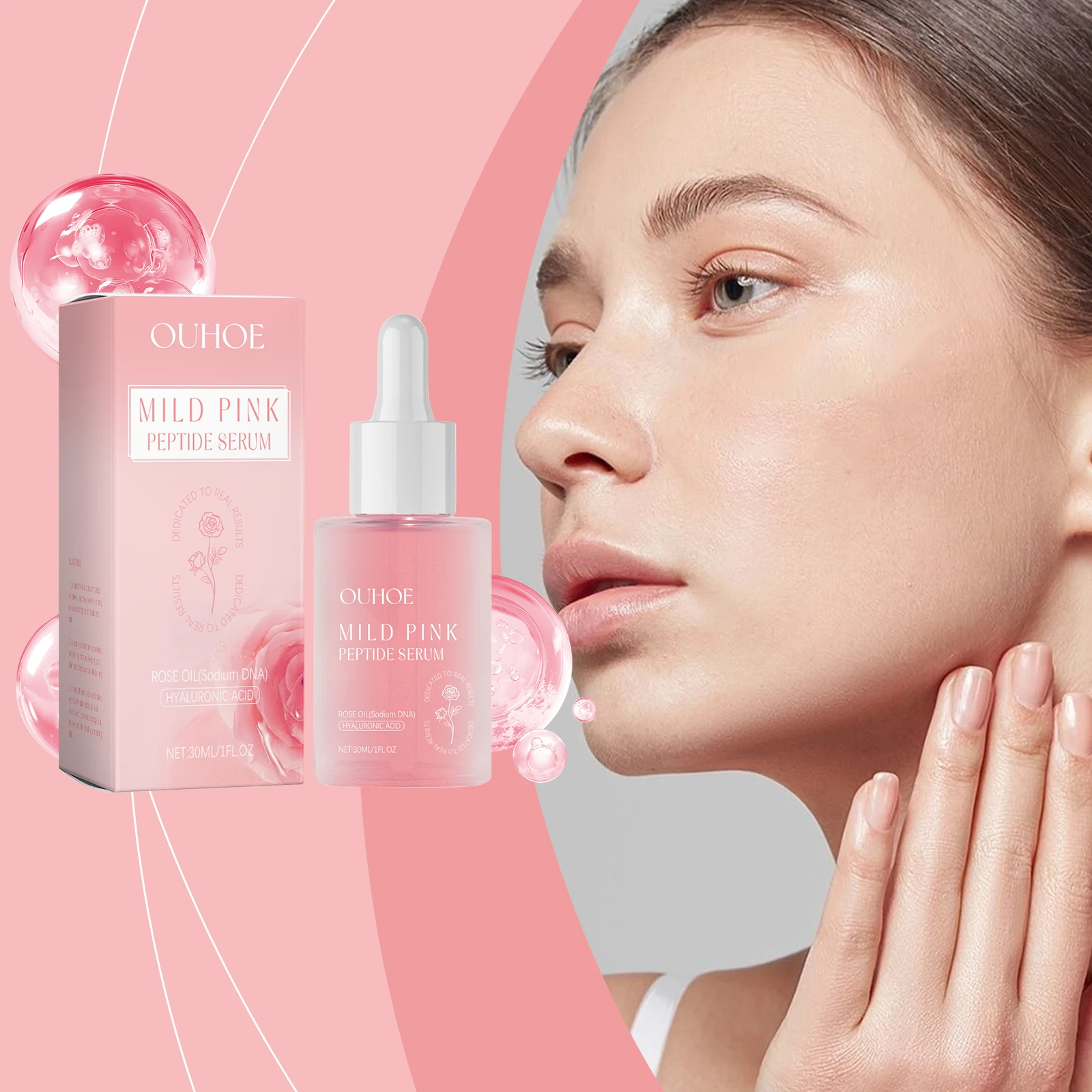 Esencia Facial de Rosas, Líquido con Péptidos, Hidratante, Iluminador, Nutritivo, Reparador, Sérum de Belleza para el Cuidado de la Piel, Tratamiento Facial