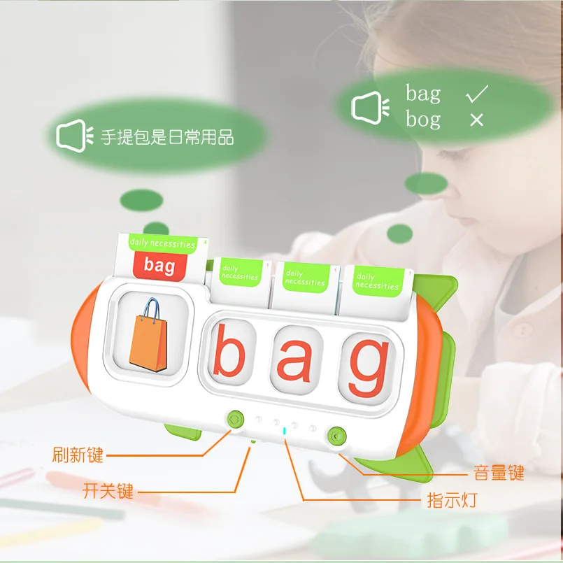 English Word Music 2-6 Years Card Insertion Card Early Education Machine Learning Map Listening and Reading Teaching Audio