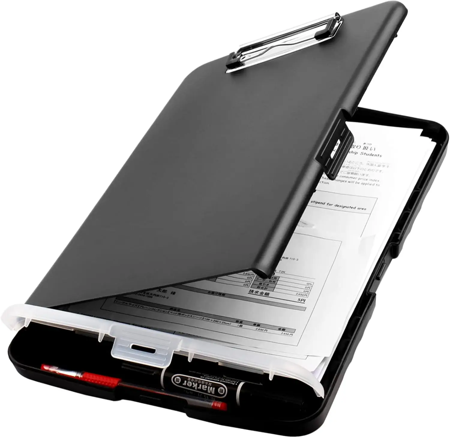 Foldable Clipboard Organizer A4 Waterproof Stationery Cartridge Pen Slot Plastic Clipboard Folio for Teacher Doctor Office