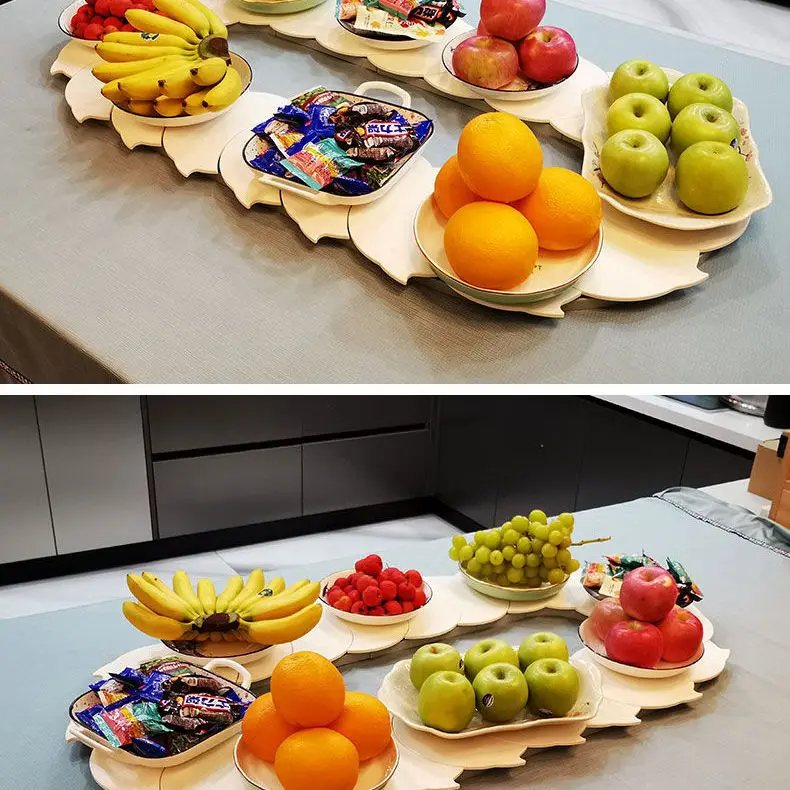 

Household long table rotating manual turntable adjustable size dinner plate party table turntable dinner