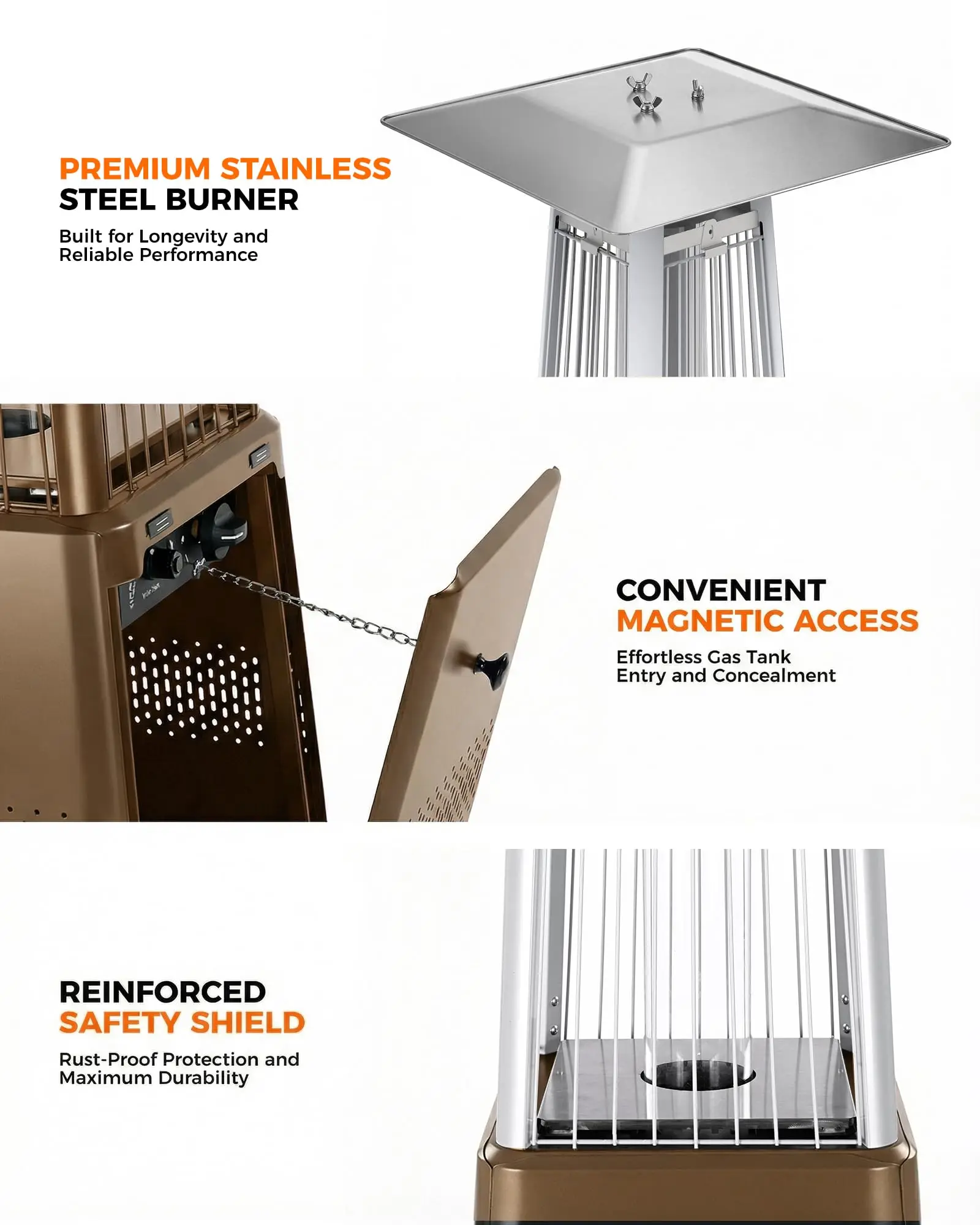 Pyramid Patio Heater, 50,000 BTU Outdoor Patio Heater, Propane Heater With Quartz Glass Tube & Wheels for Outdoor Use
