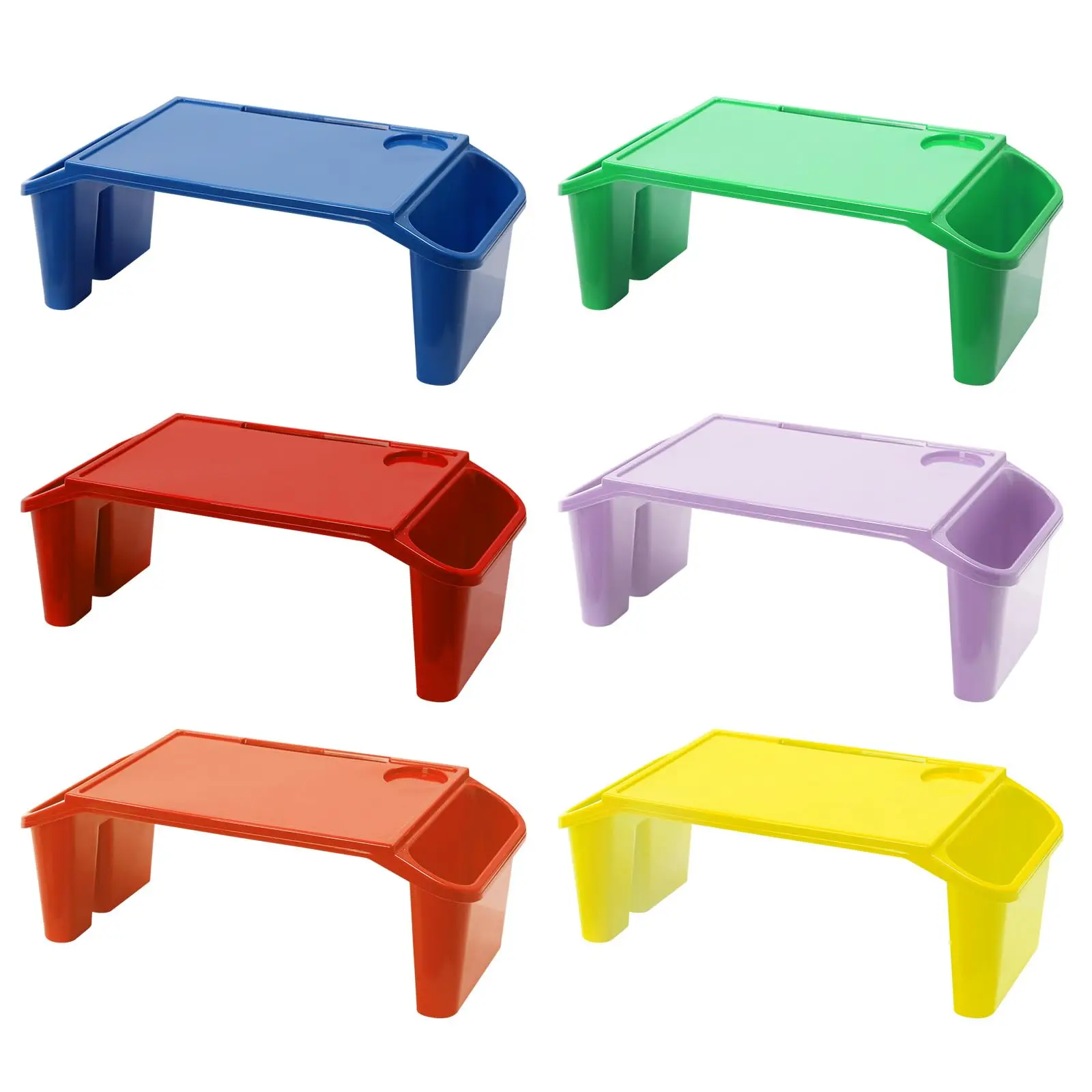6 Pcs Kids Lap Desk with Side Pocket, Multipurpose Activity Dining Table, Portable Lap Desk for Work, Study, Gaming, Arts, Crafts