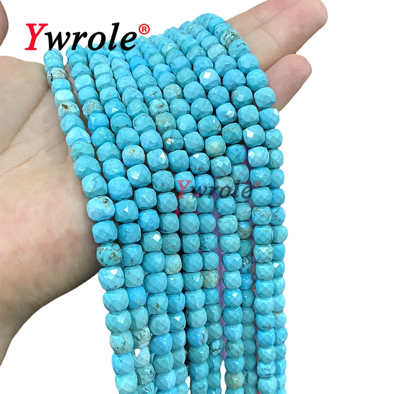 Natuursteen Gefacetteerd Vierkant Blauw Turquoise 7-8Mm Losse Spacer Kralen Voor Sieraden Maken Diy Armbanden Bedels Accessoires