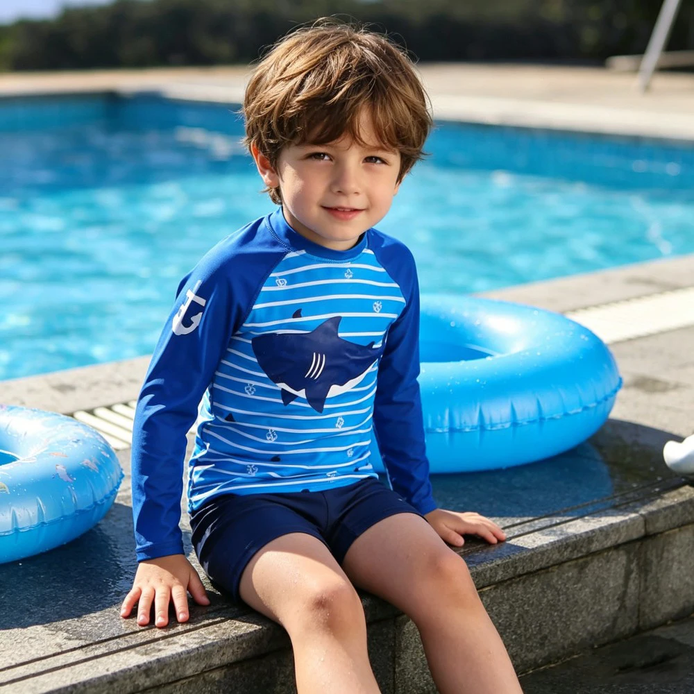 2026 Boys Swimsuits Kids Long Sleeve Sunsuit Children Animal Print Swimwear Girls 2pcs Bathing Suit Toddler Pool Swimming Suit