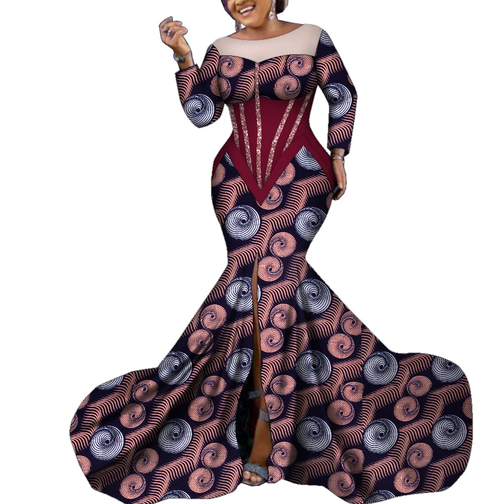 

Элегантные африканские платья для женщин, традиционное платье макси с принтом Анкары, длинное вечернее платье Дашики, модель WY9701
