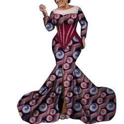 Elegant African Dresses for Women Traditional Ankara Print Maxi Long Robe Dress Dashiki Party Evening Dress Plus Size WY9701