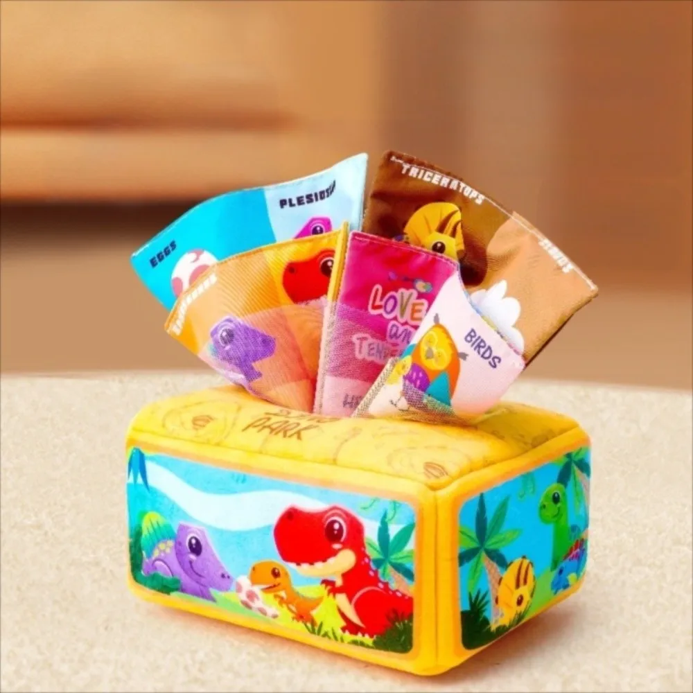 with Sensory Crinkle Paper Tissue Box Toy Education Montessori Finger Exercising Early Learning Toy Pulling Game