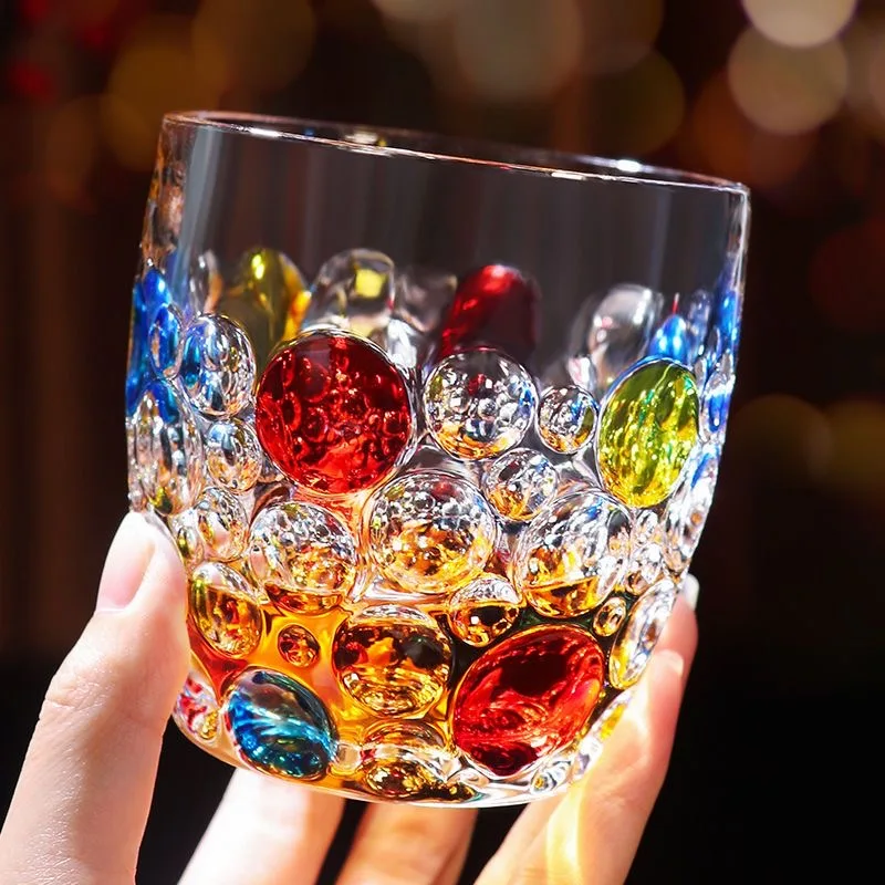 Exquisite Crystal Glass Tracing Gold Whisky Cup Tumbler Wine Bottle Wine Utensil Set Gift Decoration Water Bottle Orament Craft