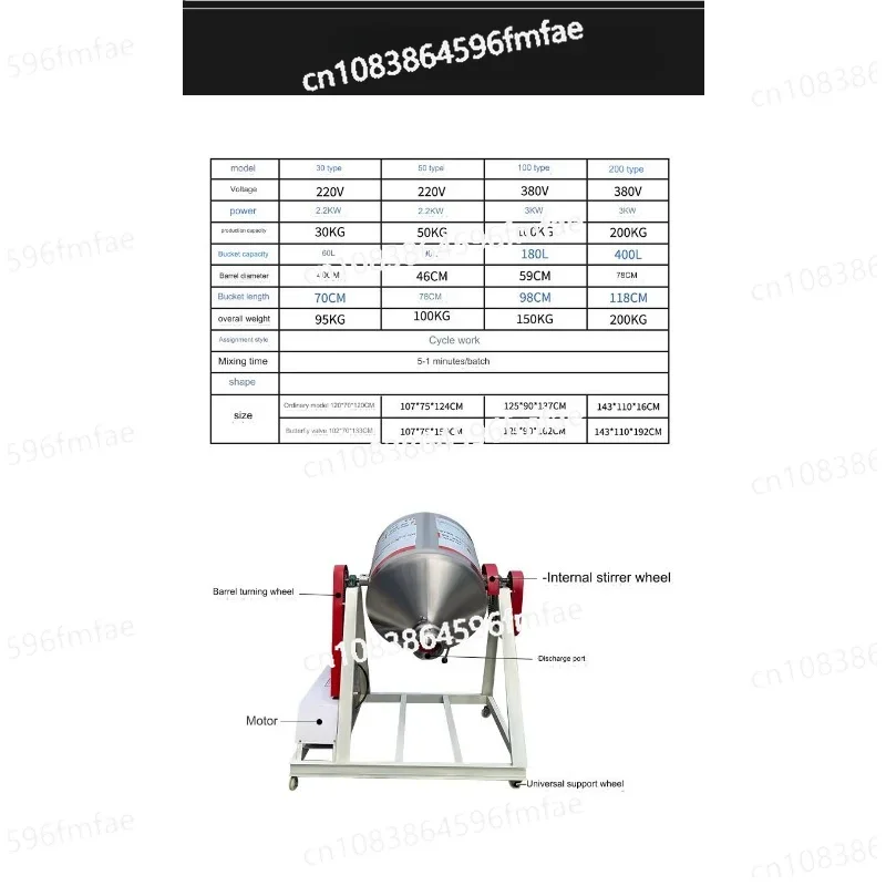 Dry Powder Mixer Commercial Stainless Steel Sealed 360 Degree Mixer Powder Pellet Feed Mixer