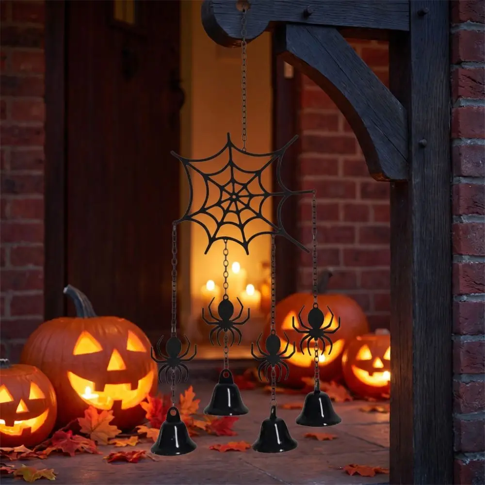 Moon Star Halloween Wind Chimes Spider Pumpkin Halloween Hanging Bell Ornaments Witch Hat Black Cat Garden Patio Decoration