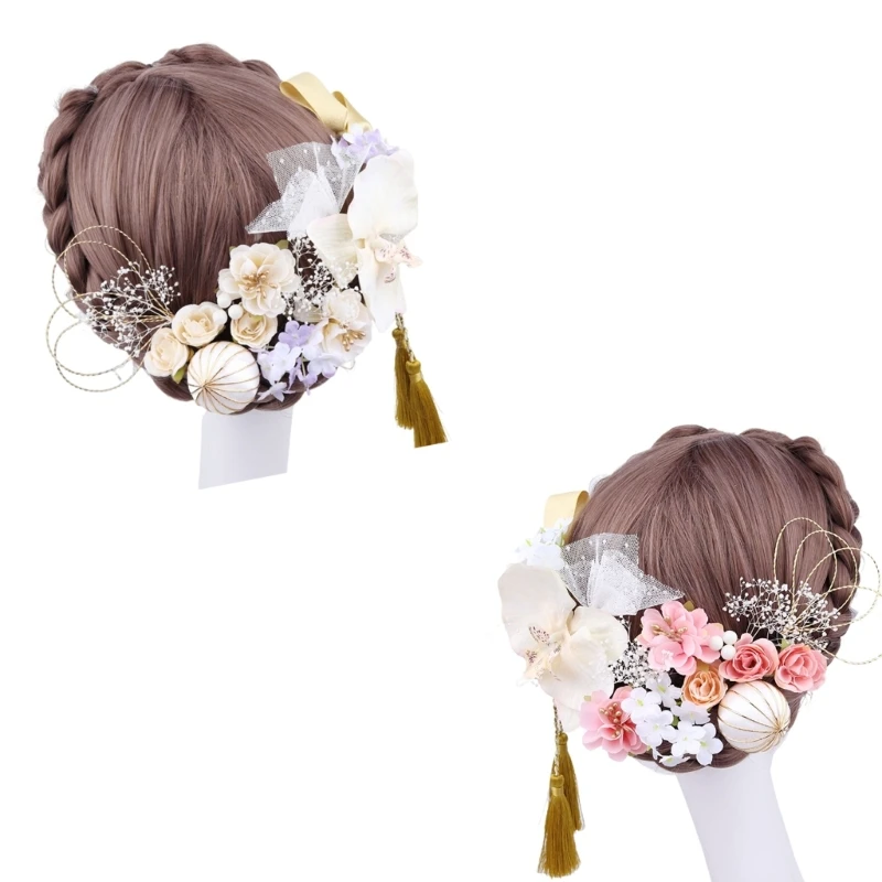 

18pieces Flower Hair Temperament Japanese Chignon for Bride Hair Pin