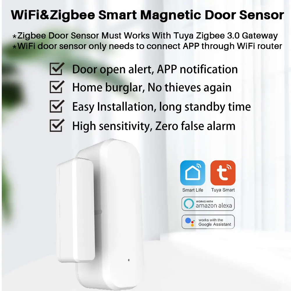Tuya واي فاي/زيجبي باب الاستشعار الذكية أمن الوطن حماية نافذة الباب الكاشف الحياة الذكية APP يعمل مع أليكسا جوجل الرئيسية