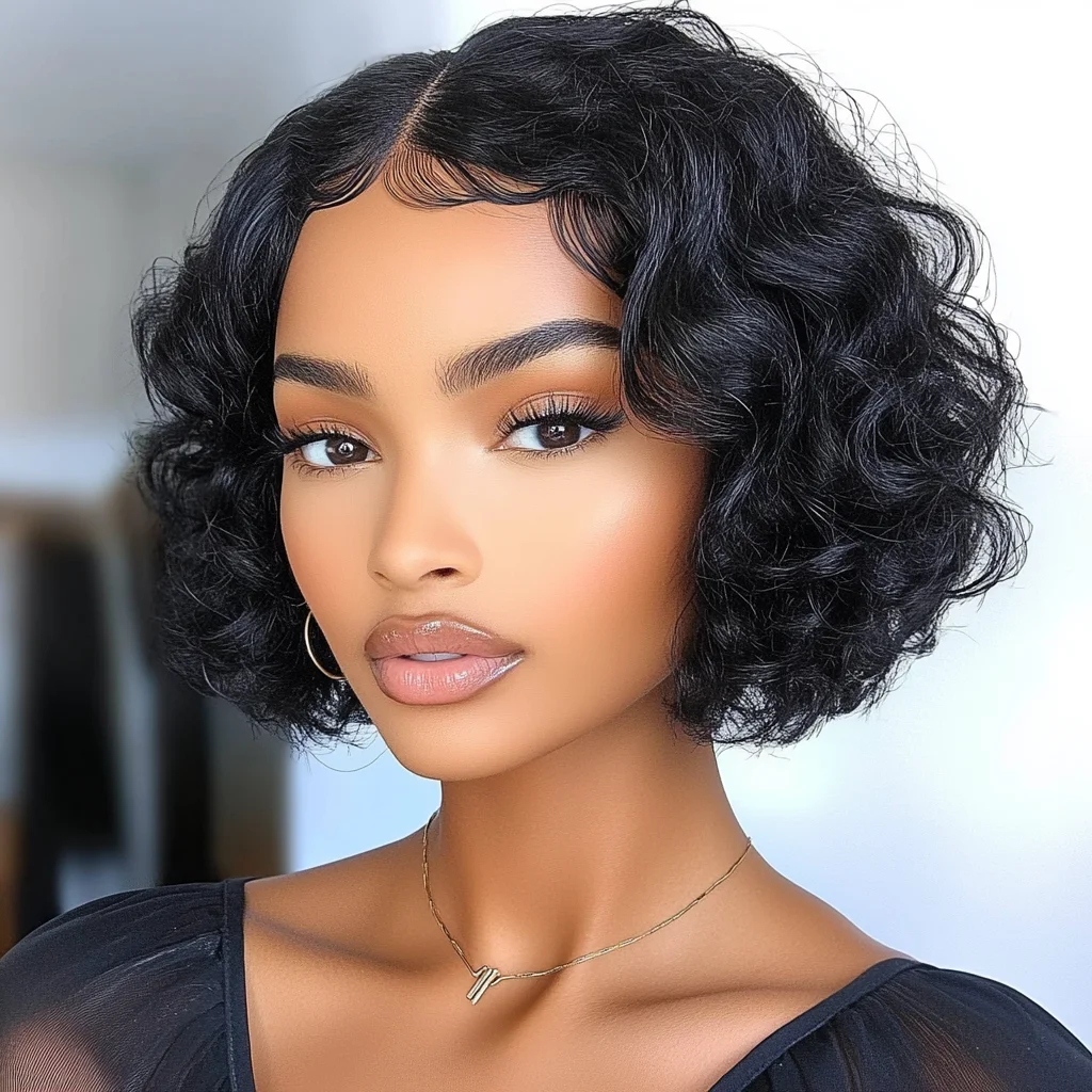 

Short Brown Highlight Colored 5X1 Lace Bob Brazilian Hair Wigs Bodywave Bob Human Hair Wigs For Women Short Body Wave Lace Wigs