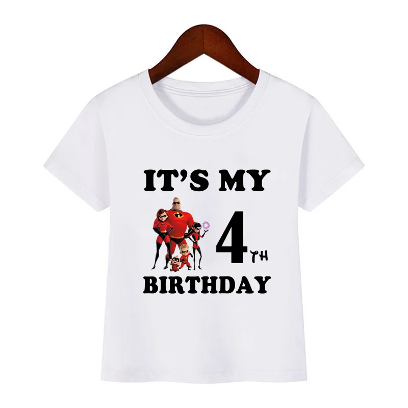 The Incredibles 2 Print Funny Kids Clothes It's My 1 2 3 4 5 6 7 8 9 Years Birthday Boys Girls Cartoon T shirt Baby T-Shirts