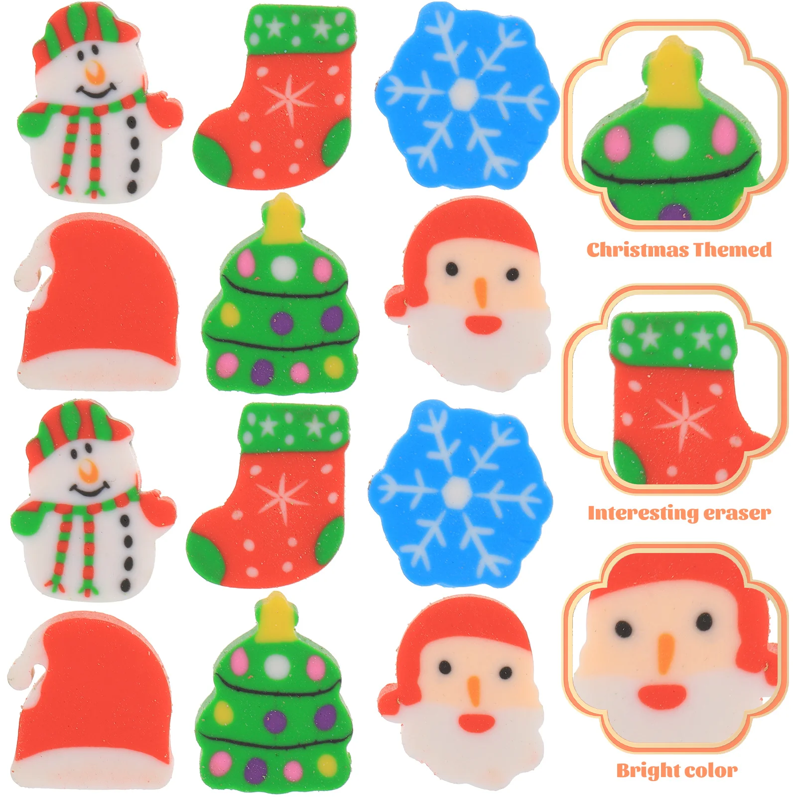 

Santa Claus Rubber Eraser Classroom Erasers Kids Cartoon Holiday Cute Mini for Pencils School Portable Christmas Gifts