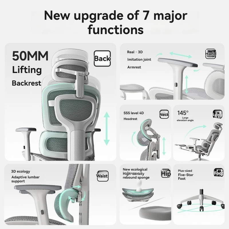 custom.Modern Ergonomic Office & Home Reclining Gaming Chair Adjustable Backrest Computer Chair with No Fatigue Long Sitting Fea