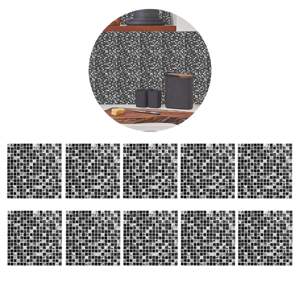 

10pcs Floor Sticker Marble Crystal Tile Waterproof Self Adhesive Anti Slip Bathrooms Living Rooms Decor Mosaic Design PET