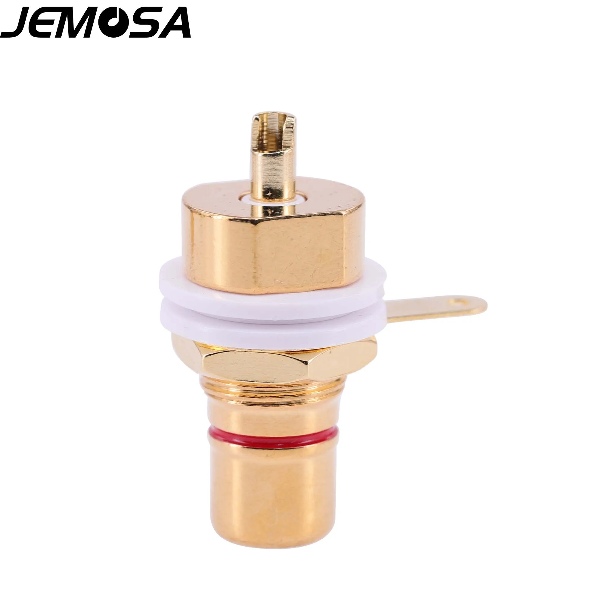 ขั้วต่อ RCA ปลั๊กตัวเมียแชสซีตัวเชื่อมต่อแจ็ค Bulkhead สีแดงสีดำรอบ Nut Solder ทอง AMP ปลั๊กเสียง