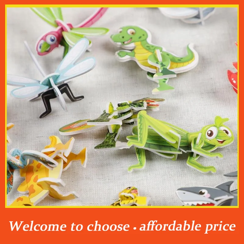 "30Pc 3D Dinosaur  Marine Animal Paper Jigsaw Puzzles Educational Toys For Kids Birthday Party Favors School Rewards Pinata