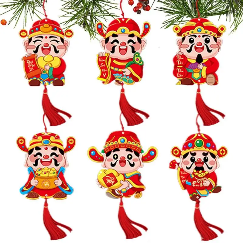 Chinese New Year Ornaments 6X Chinese Spring Festival Tassels Pendant New Year Pendant for Home Restaurant Car Trees Decorations