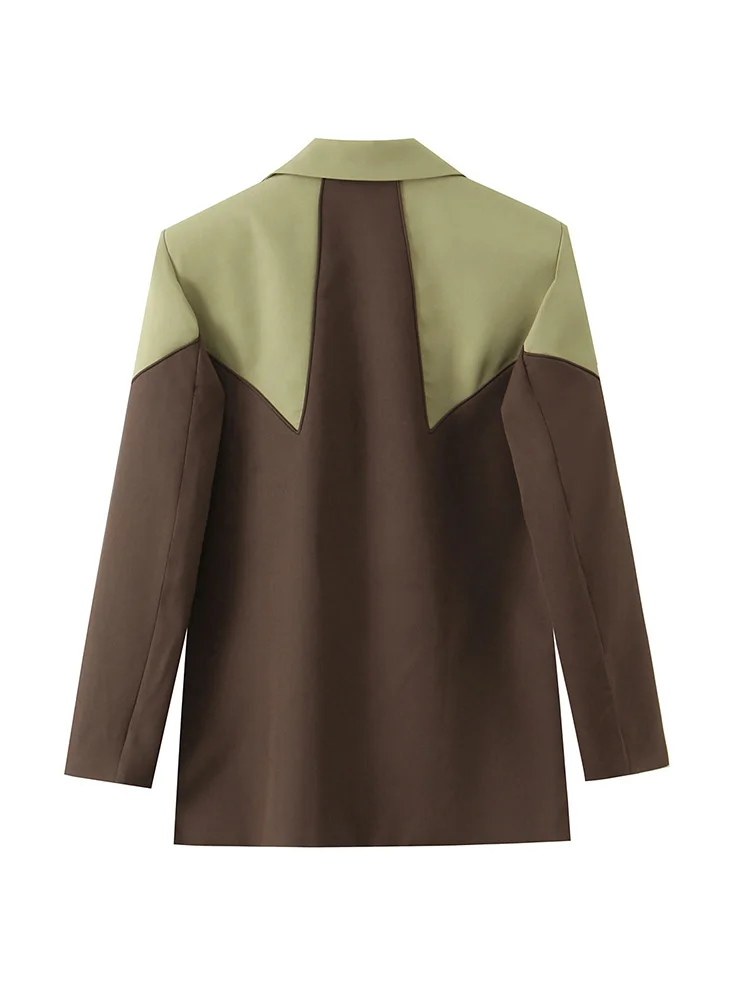 HH Winter Women Versatile Single-Breasted Flip Cover Decoration Blazer Female Casual Lapel Long Sleeve Elegant Splice Jacket