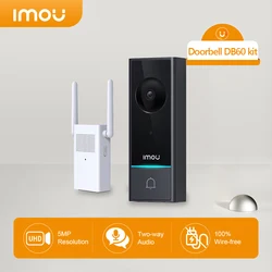 IMOU-Campainha sem fio WiFi, DB60, Vídeo 5MP, Bateria Recarregável, Chime Intercom, IP65 Impermeável, Detecção PIR, Visão Noturna