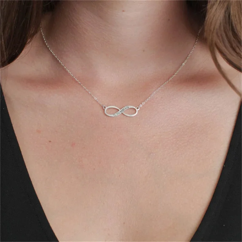 Custom Stainless Steel Infinity Name Necklace Boho Jewelry Personalized Heart Nameplate Pendant Cross Necklace Bridesmaid Gifts