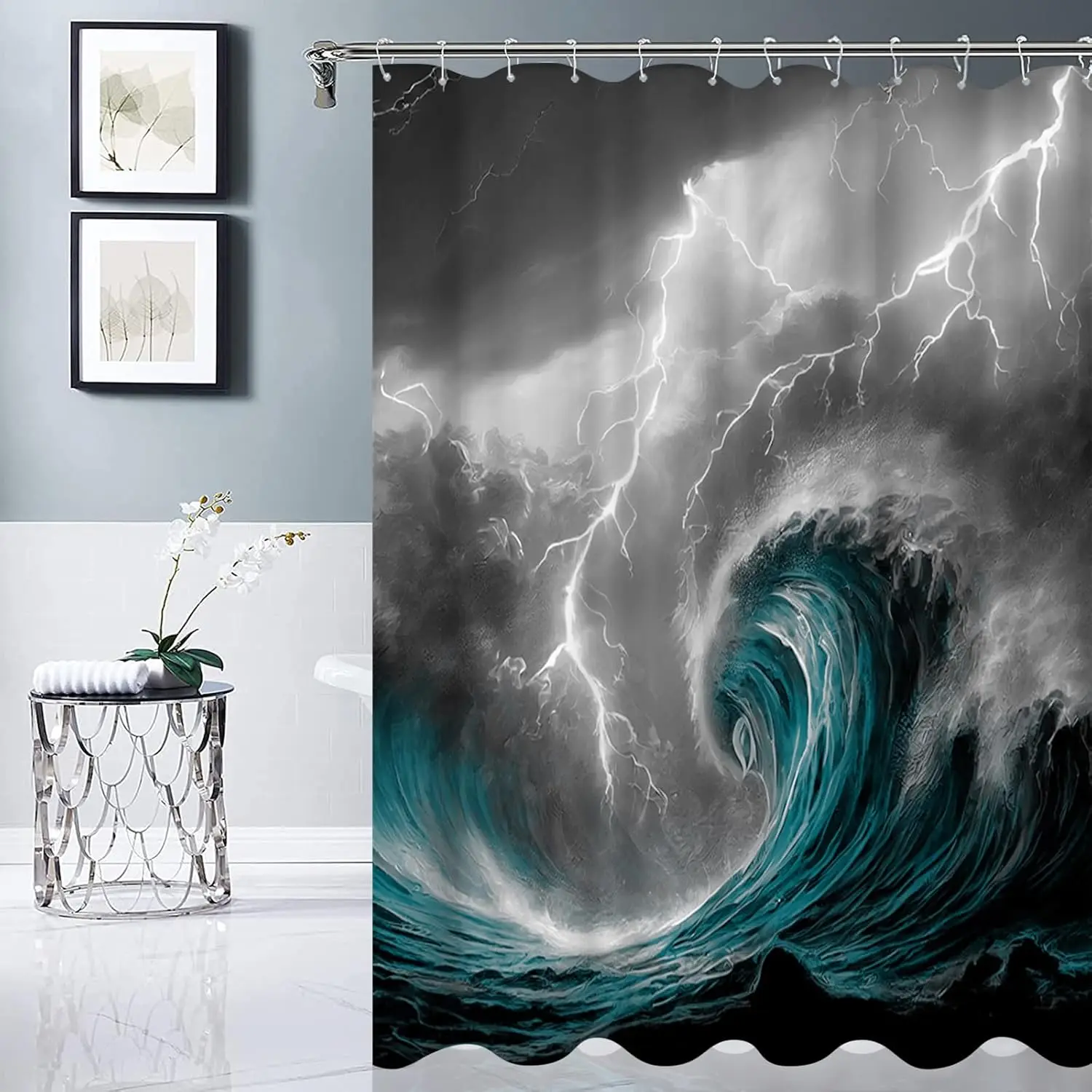 

Занавеска для душа в деревенском стиле, фермерская занавеска для душа с морской певой и молнией для ванной комнаты с крючками