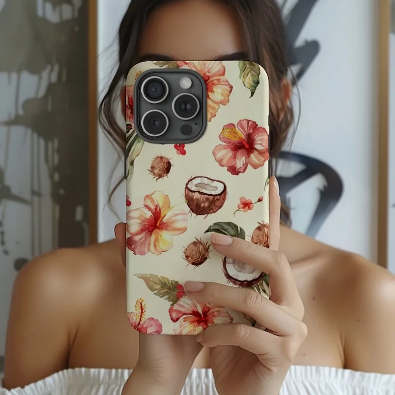 Coconut Girl Collage Phone Case For IPHONE 16 15PRO MAX 14 13 12 11 Acrylic TPU Two in one magnetic Phone Cases