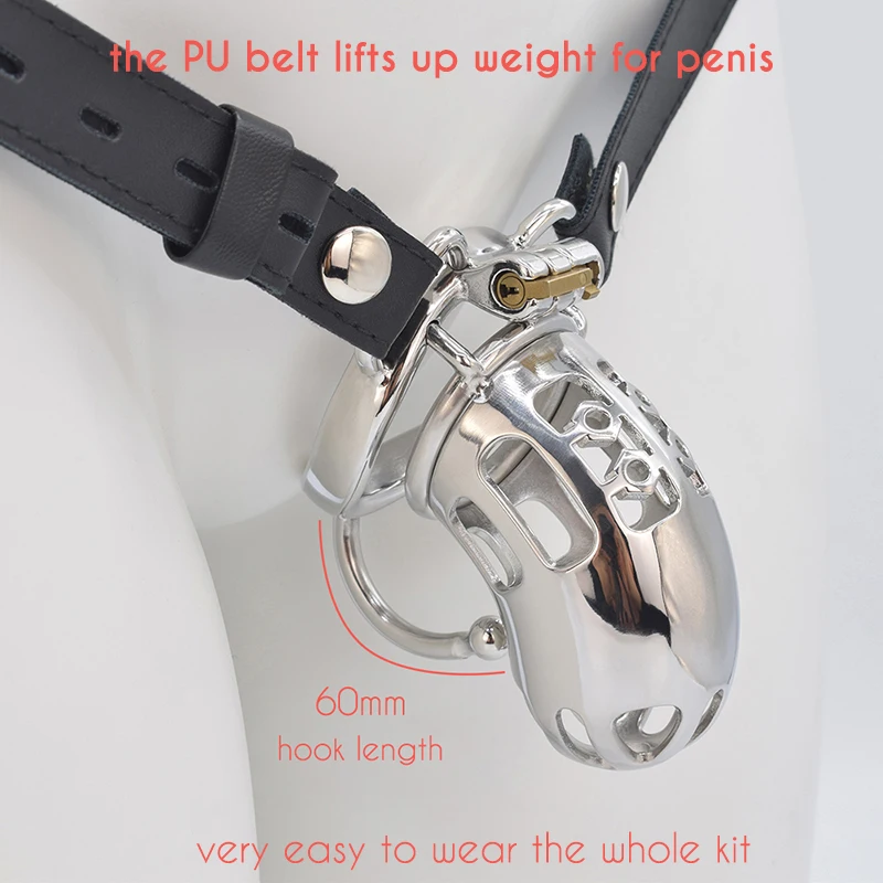 FRRK Strapon Male Chastity Belt Cock Cage Men Stainless Steel Adult BDSM Sex Toys Metal Penis Rings Strap On Lock Bondage Device