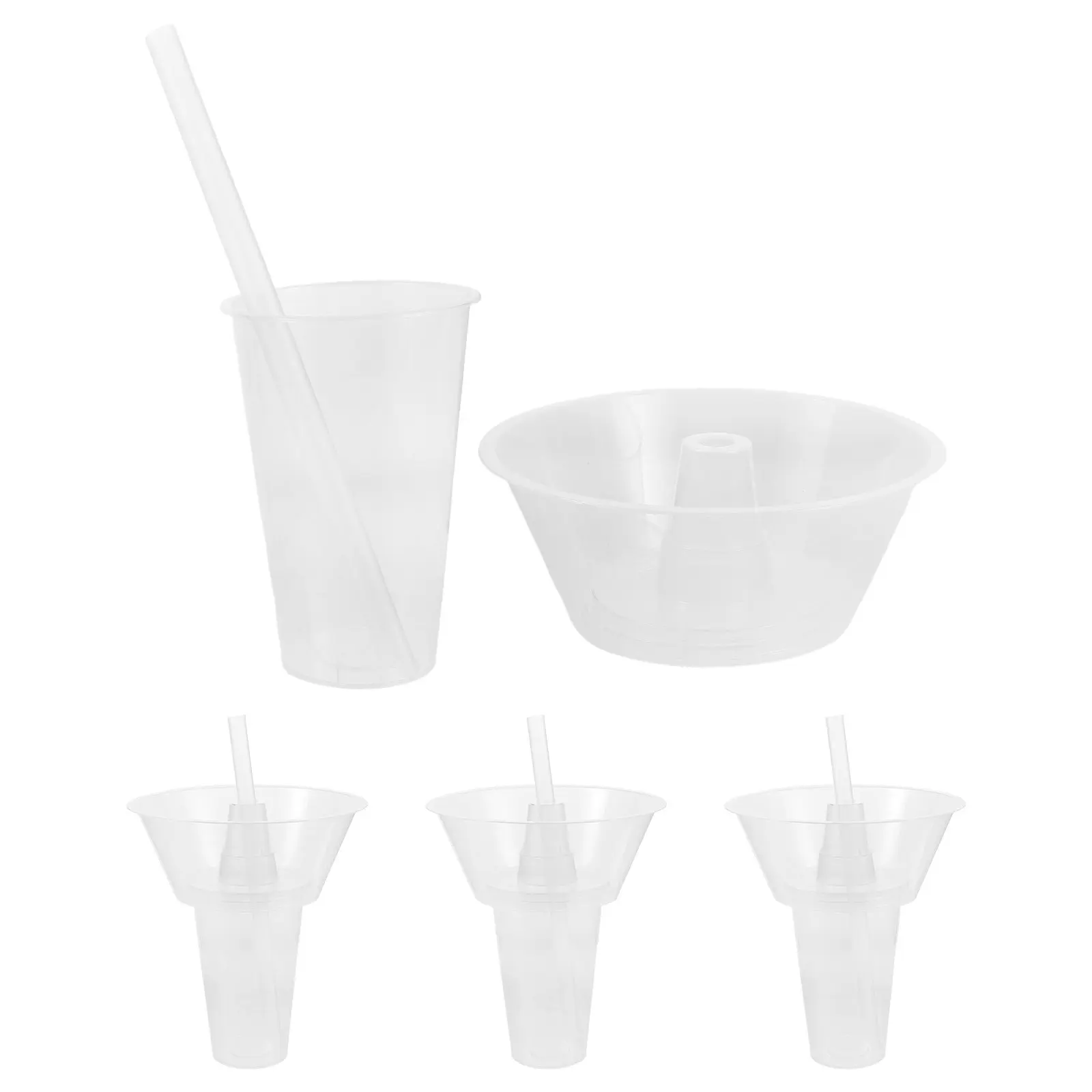 4 juegos de vasos para hot pot y cuencos para aperitivos, portátiles, reutilizables, de plástico grueso, con pajita, apilables, para aperitivos, bebidas frías, fondue y frituras
