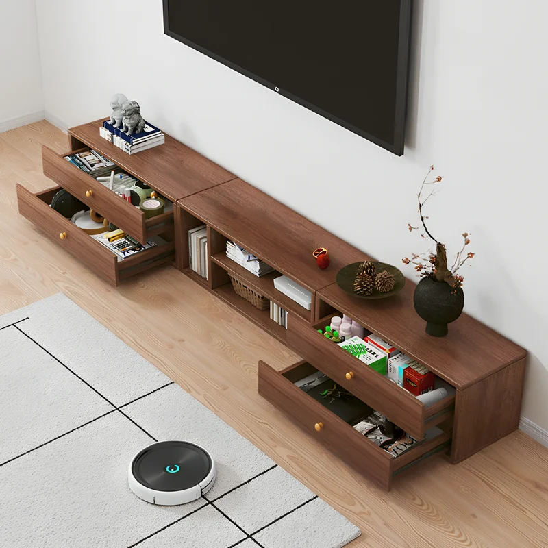 

TV cabinet living room household storage locker integrated wall floor small apartment TV cabinet coffee table combination