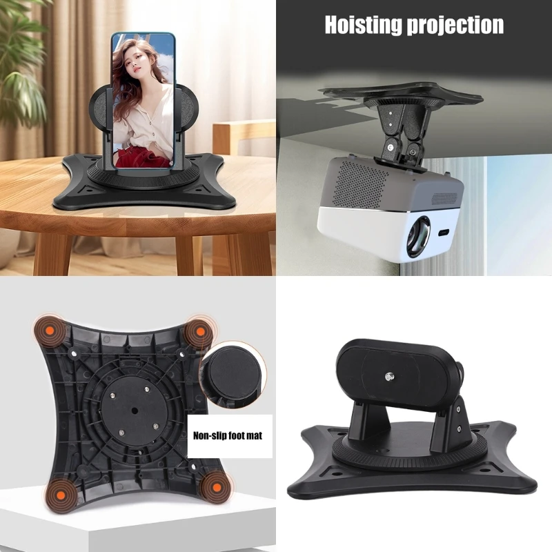 Desk Projector Stand Projectors Bracket with 360 Rotation, Easy to Use Clamp for Tablets and Smartphones Holder F19E