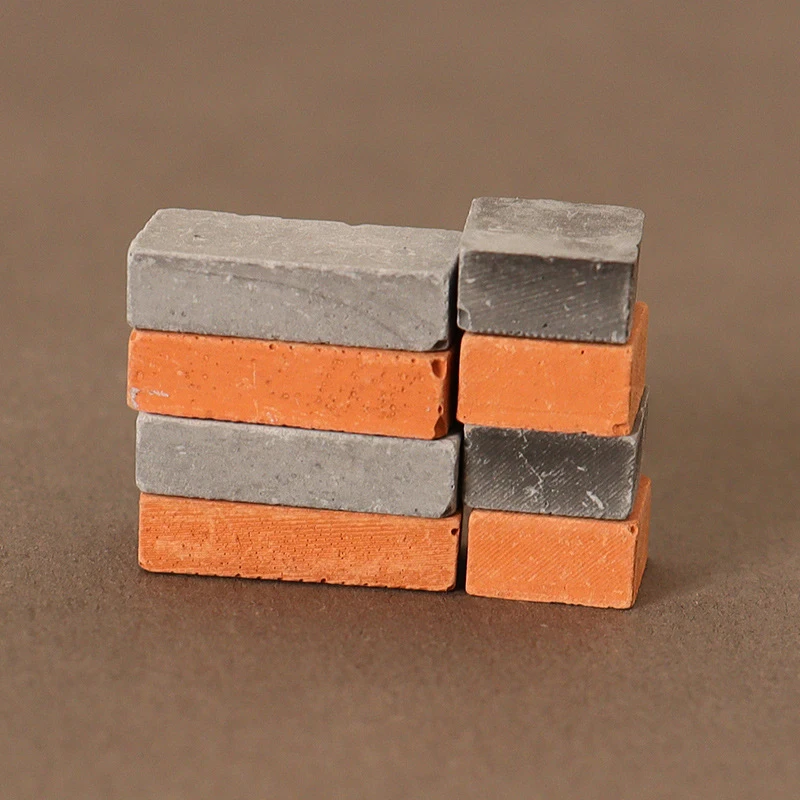 20Pcs 1:12 Dollhouse Miniature Red/Grey Brick Sand Bricks Wall Bricks Roof Tiles Building Scene Decor Doll House Accessories