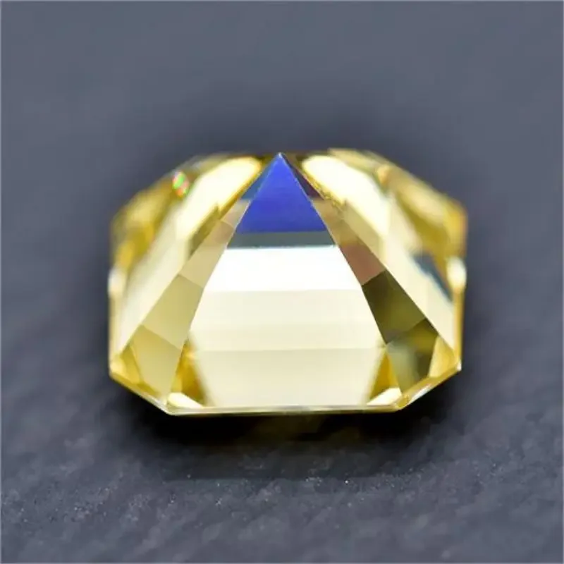 Moissanit-Stein im Asscher-Schliff, zitronengelbe Farbe, VVS1, DIY-Ring-Halskette, Hauptmaterialien haben den Diamanttester bestanden, mit Zertifikat. – Detail 4