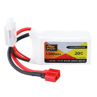 2pcs ZOP Power 11.1V 1300MAH 20C 3S Lipo Battery T Plug for RC Car