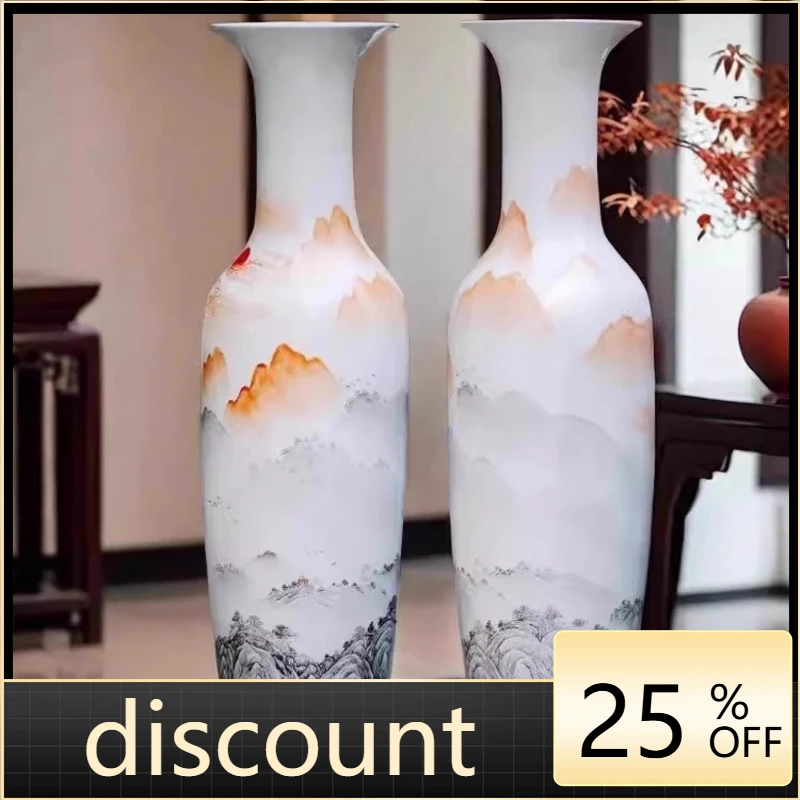 

LMM landscape painting floor-to-ceiling large vase, large living room pastel home ceramics opening gift