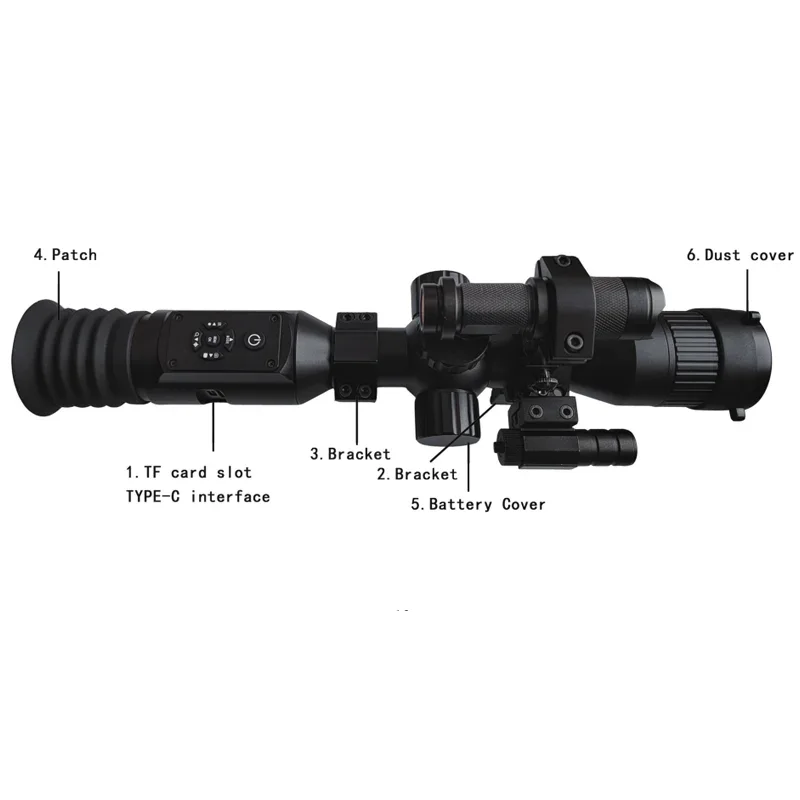 200 متر NV-003 الأشعة تحت الحمراء أحادي العين 850nm الأشعة تحت الحمراء للرؤية الليلية كاميرا فيديو مع مؤشر كروس 1920x1080 دقة الفيديو NV نطاق الصيد